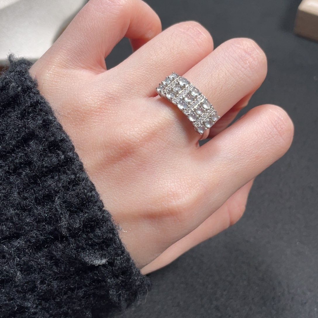 翡翠戒指银S925镶嵌蓉*86486