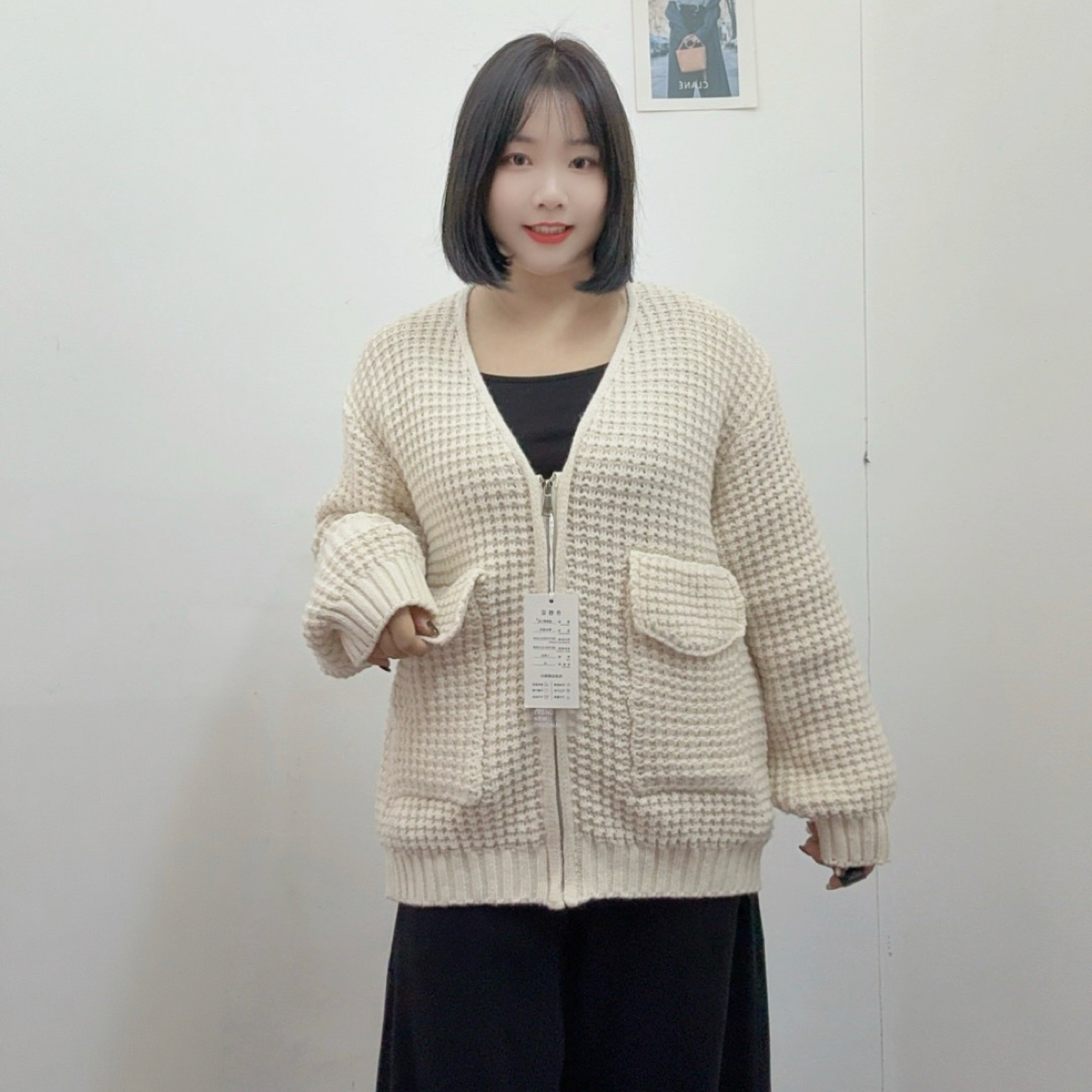 狮子座 韩版慵懒风百搭毛衣外套 403627