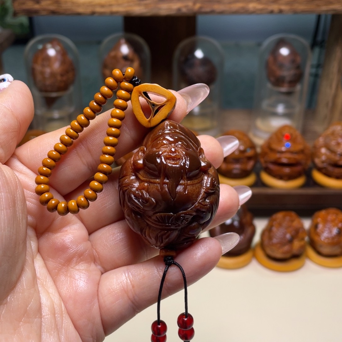 佛螺菩提吊坠玉华财神链子富贵脸一套