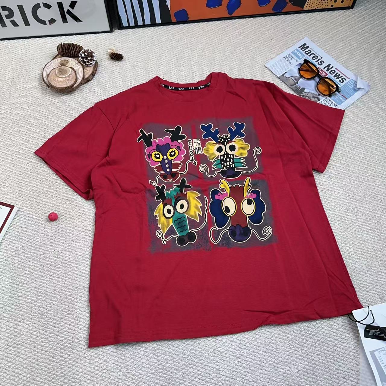 2024秋季新款宽松百搭时尚卡通印花短袖T恤129