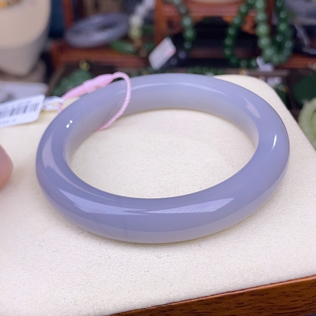 和田玉56.5 浓烟紫脂膏级天花板手镯清货价未镶嵌