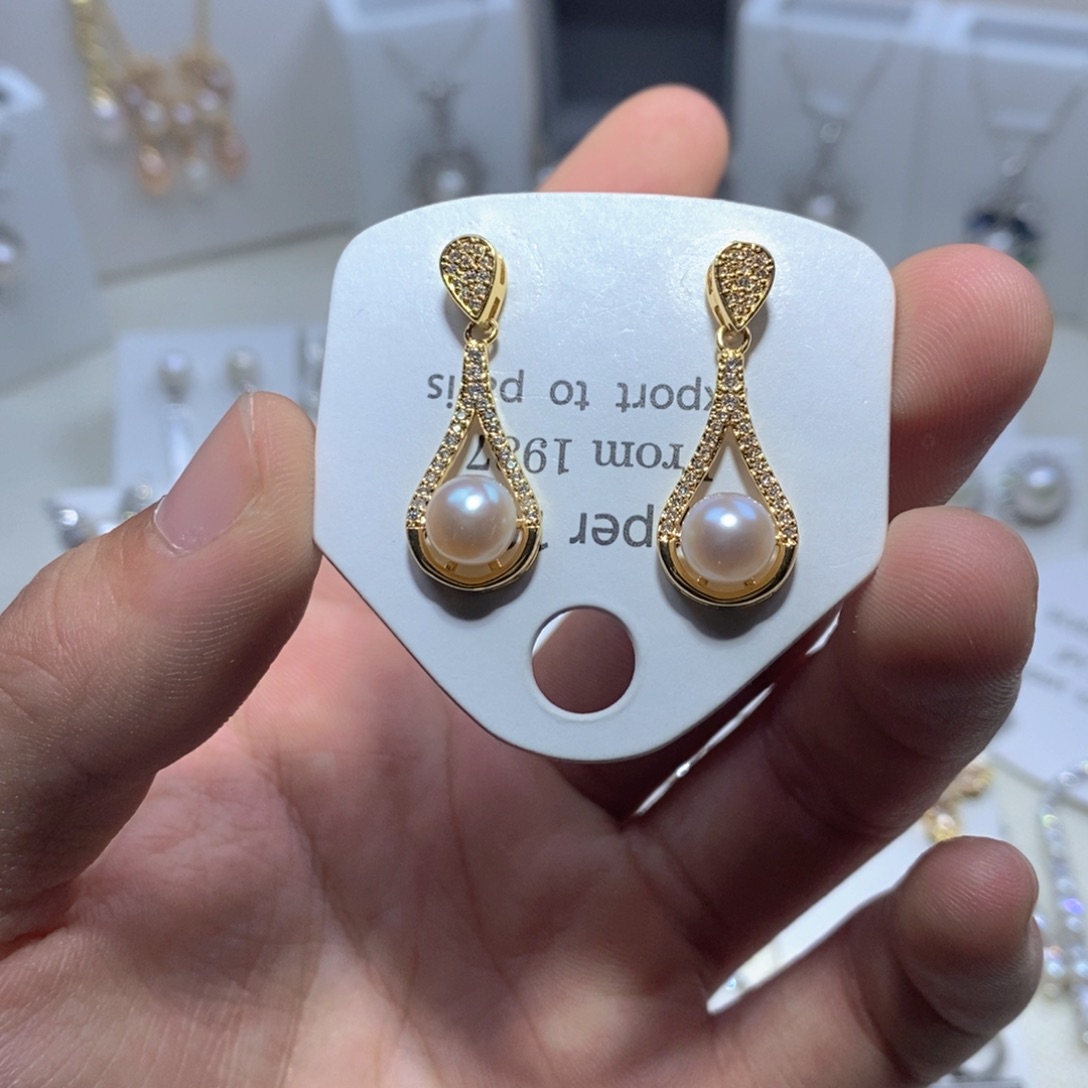 淡水珍珠耳饰银S925镶嵌