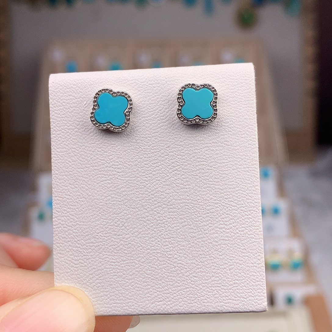 绿松石耳饰银S925镶嵌