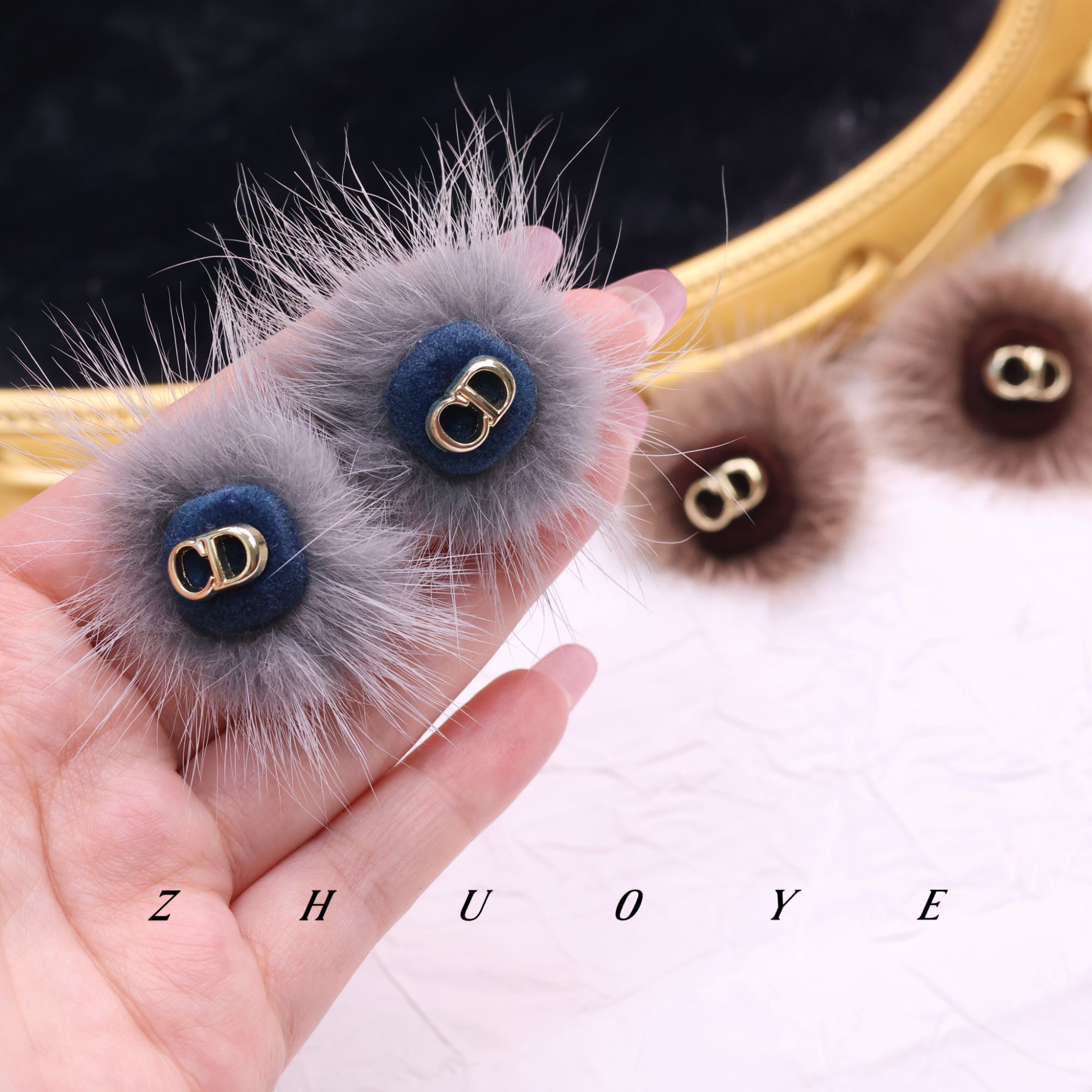 黄铜耳饰 灼晔· 秋冬羽毛球球款时尚百搭耳饰