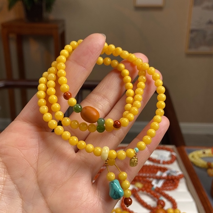 琥珀手链未镶嵌街**海蜜蜡手串5