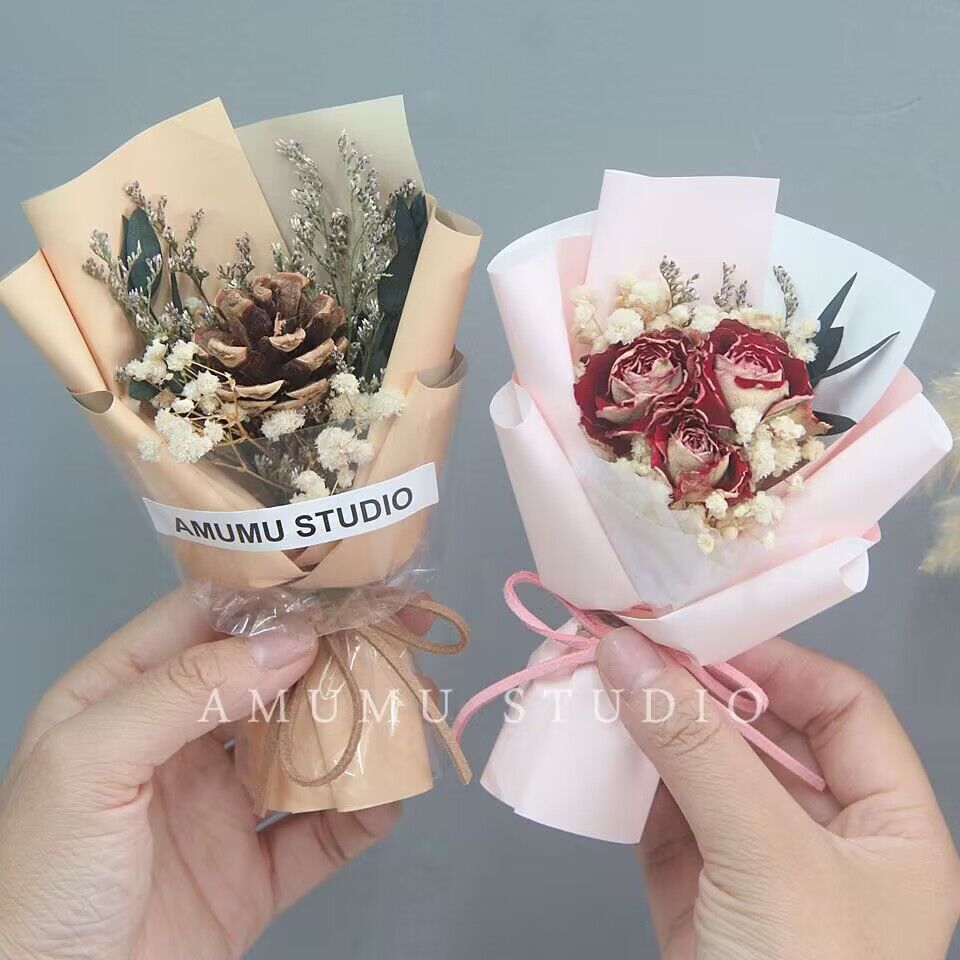 精致diy伴手礼品满天星情人节装饰物迷你小清新花束玫瑰干花mini