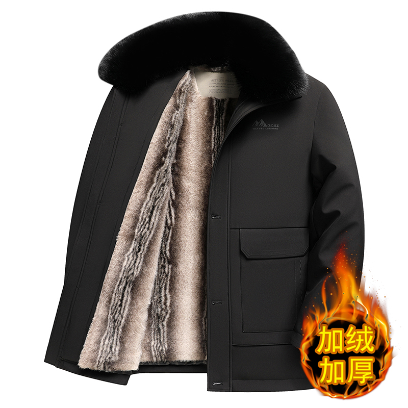 冬季新款脱卸棉服外套加绒加厚男装棉袄爸爸保暖厚棉衣中老年28