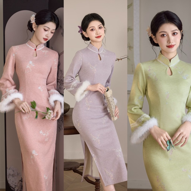 《春和》文艺复古日常少女旗袍2025新款冬款连衣裙女