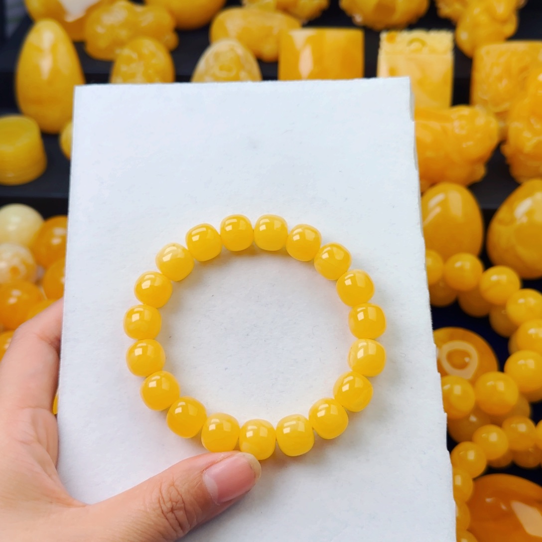 琥珀颈饰未镶嵌满蜡同料手串12