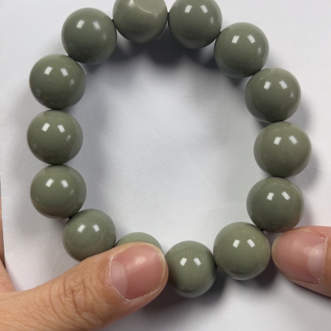 和田玉手链未镶嵌卡16圆珠