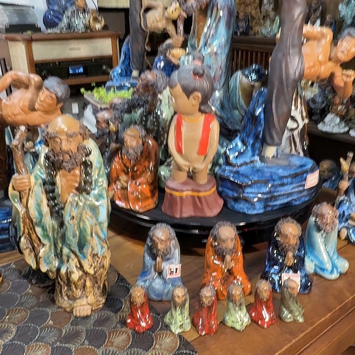 有机玻璃石湾公仔陶瓷艺术擺件