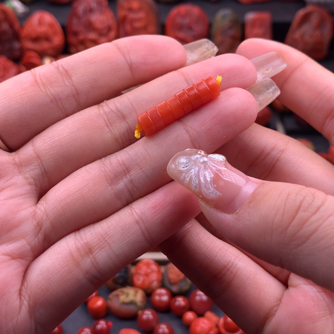 南红玛瑙南红保山精工直切隔片6.4mm未镶嵌