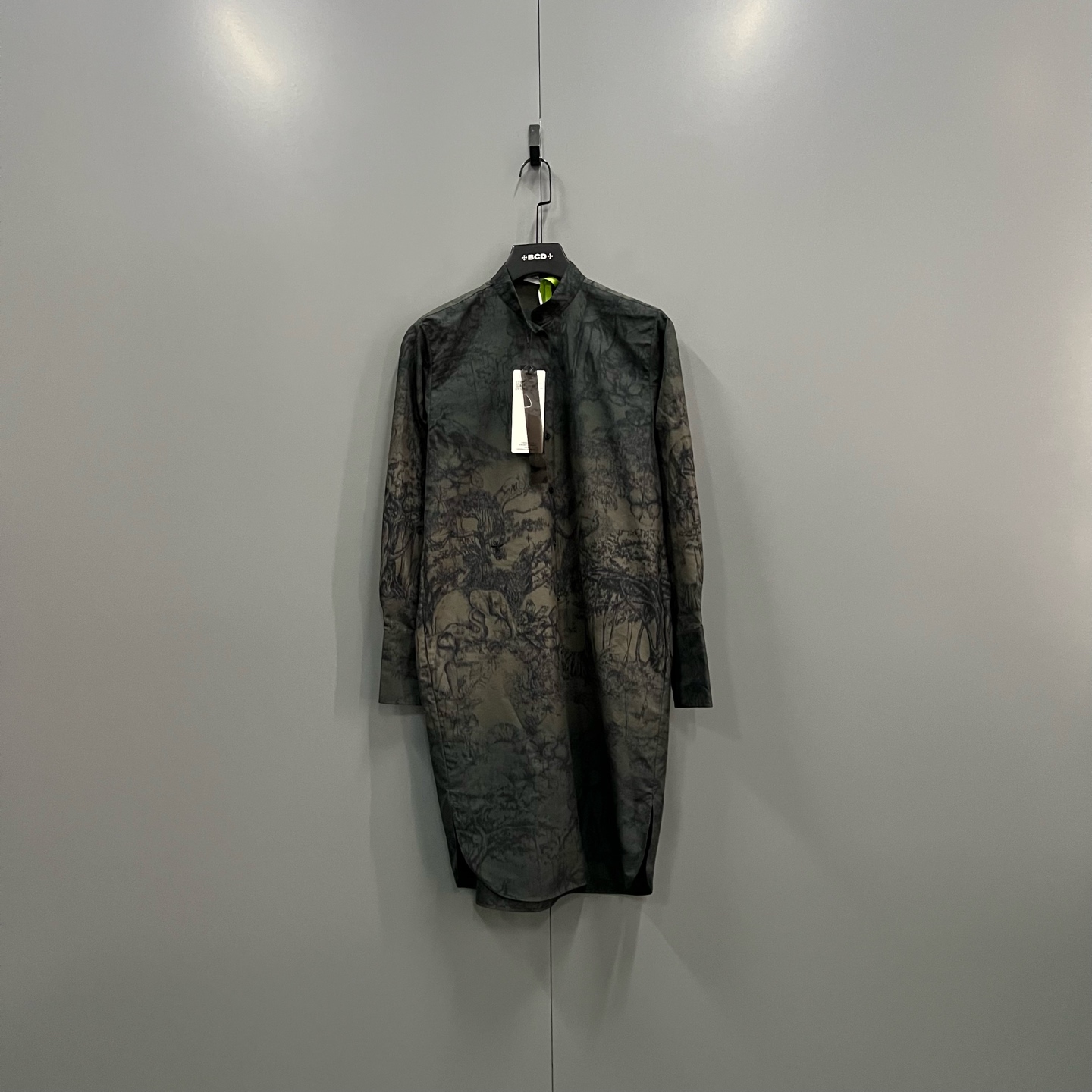 未使用 DIOR/迪奥 Dior 动物世界印花衬衫连衣裙 绿棕36/38