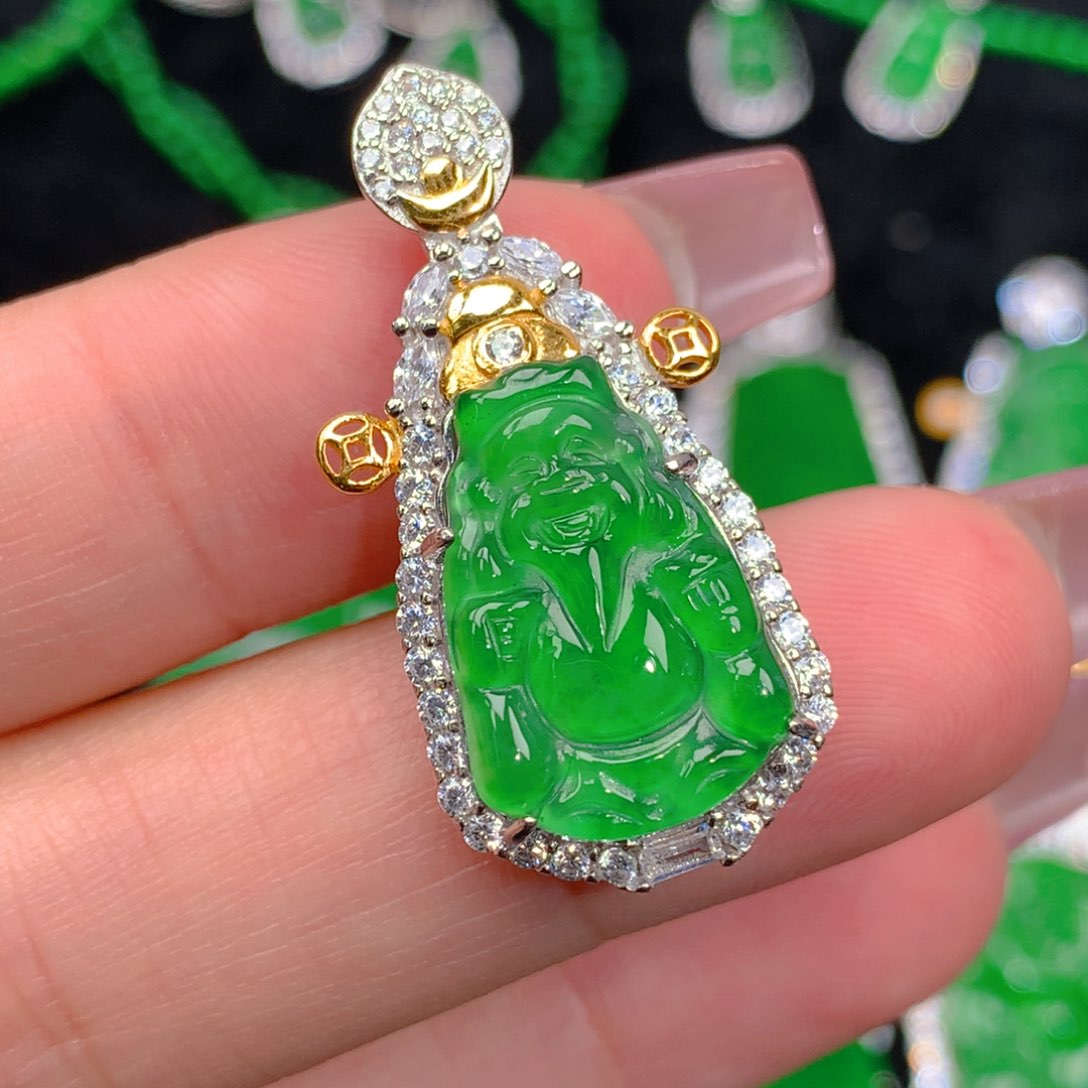 翡翠吊坠(不含链)银S925镶嵌