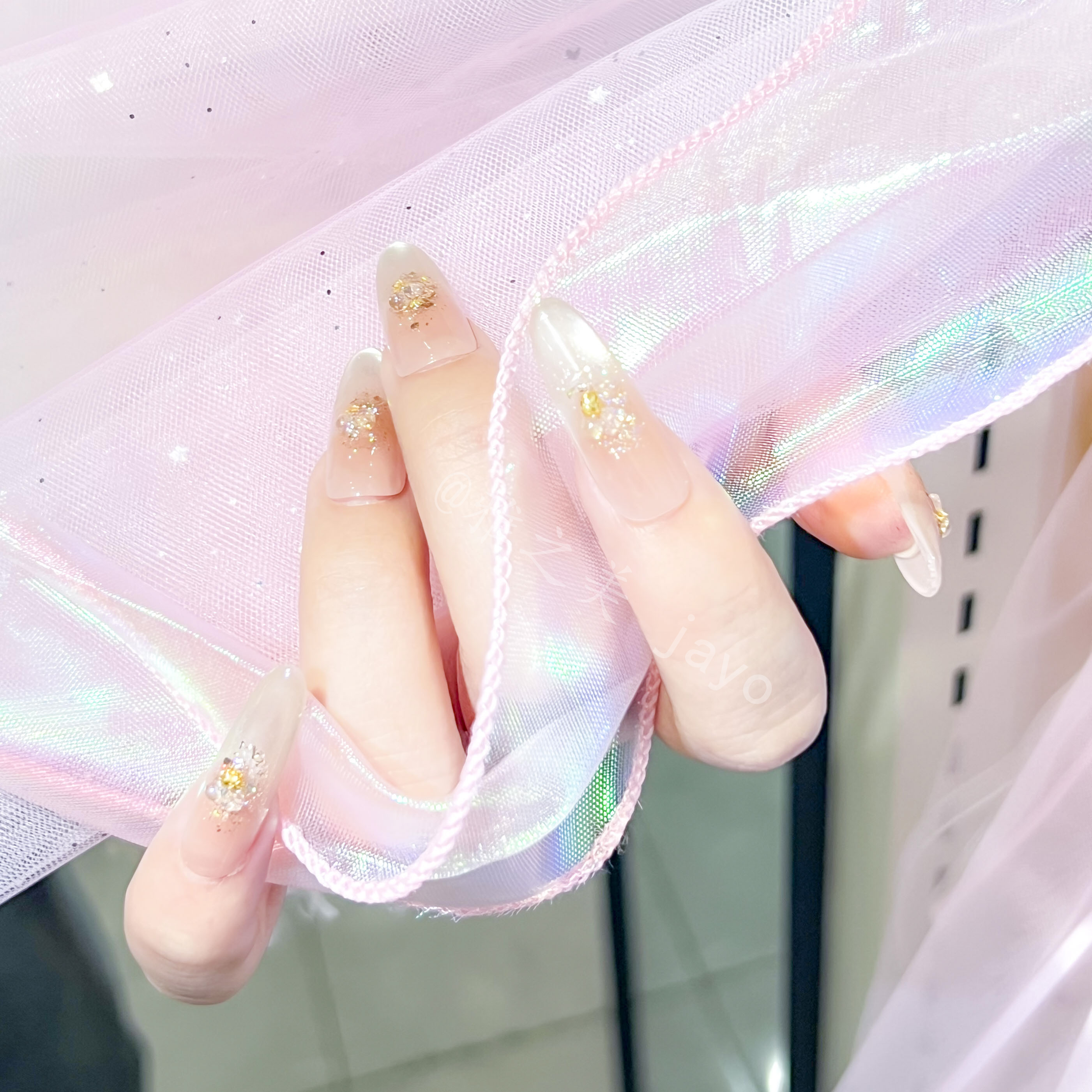 【失语】冰透法式裸色珍珠显白高级感穿戴式手工美甲贴