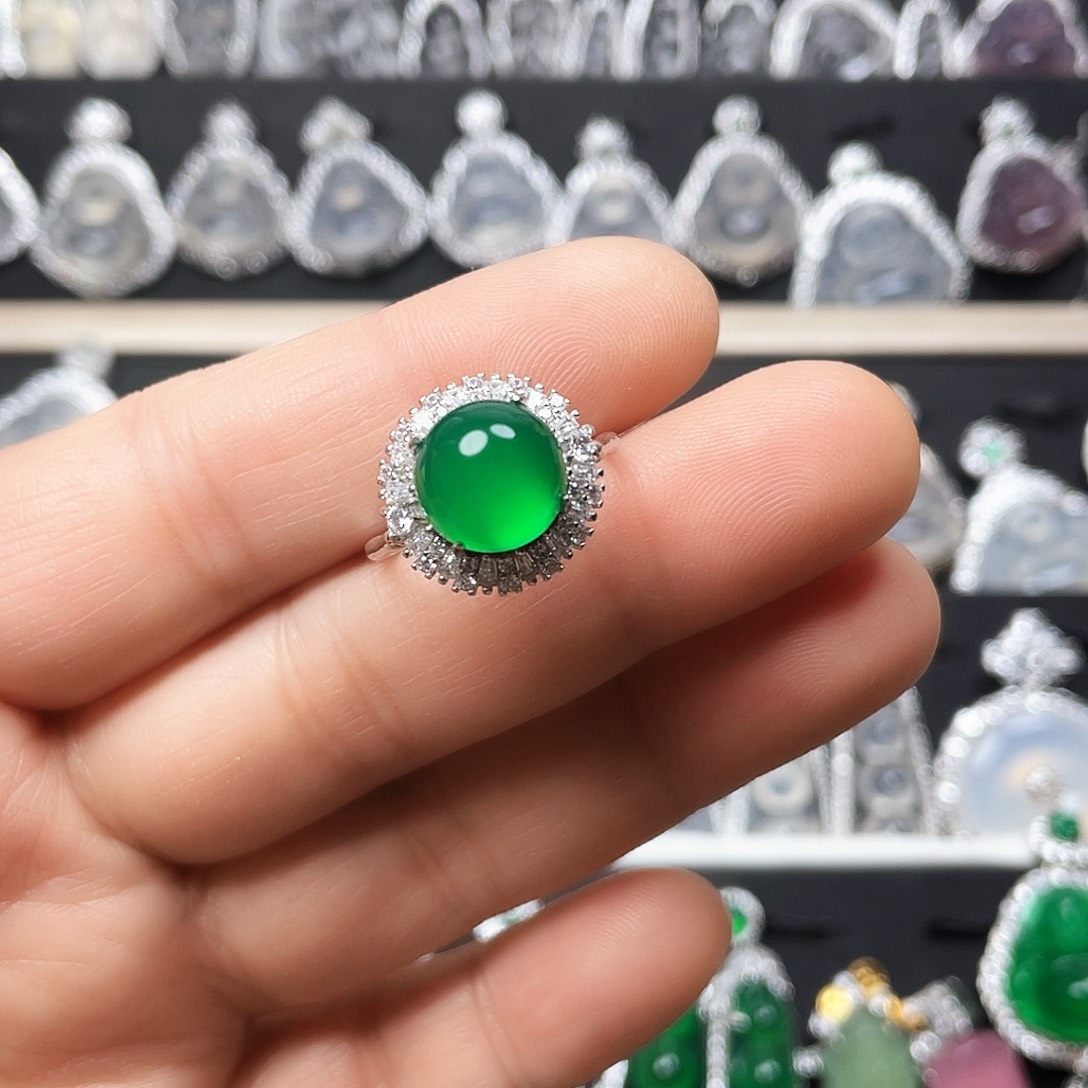 玛瑙/玉髓戒指银S925镶嵌