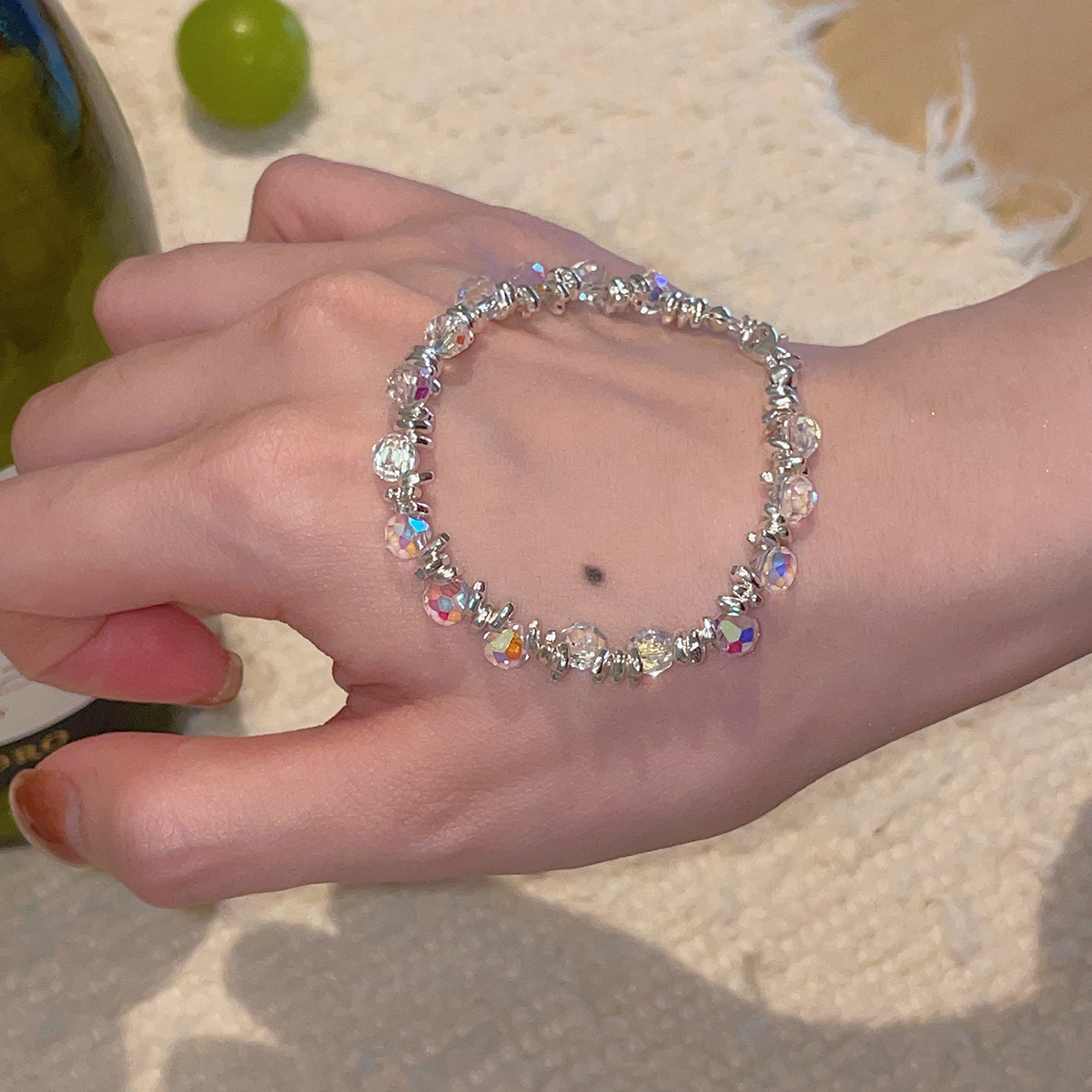 铜合金手链 梅姐饰品b109 梦幻彩珠小灯泡手链女轻奢小众设计手饰