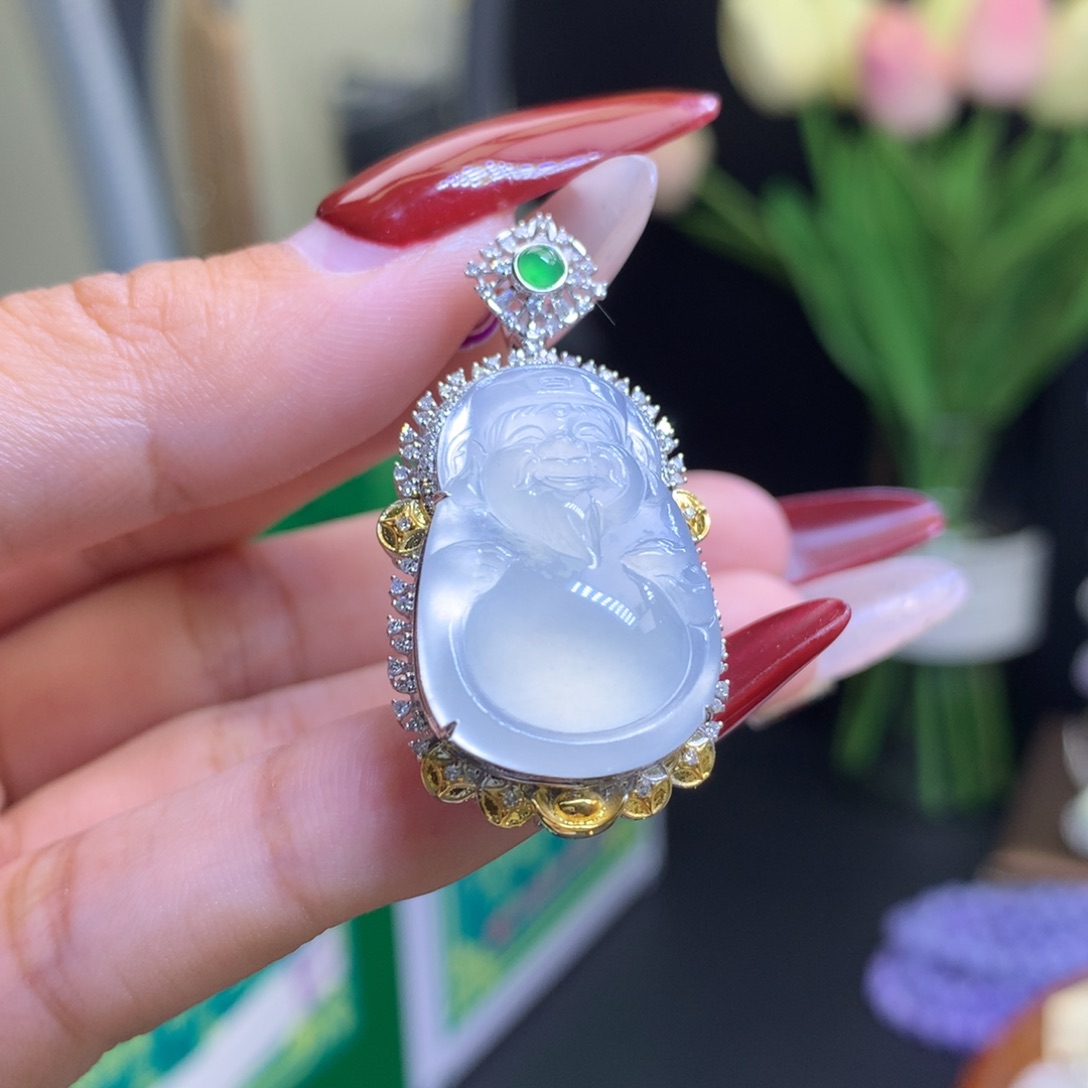 翡翠颈饰18K金镶嵌天然