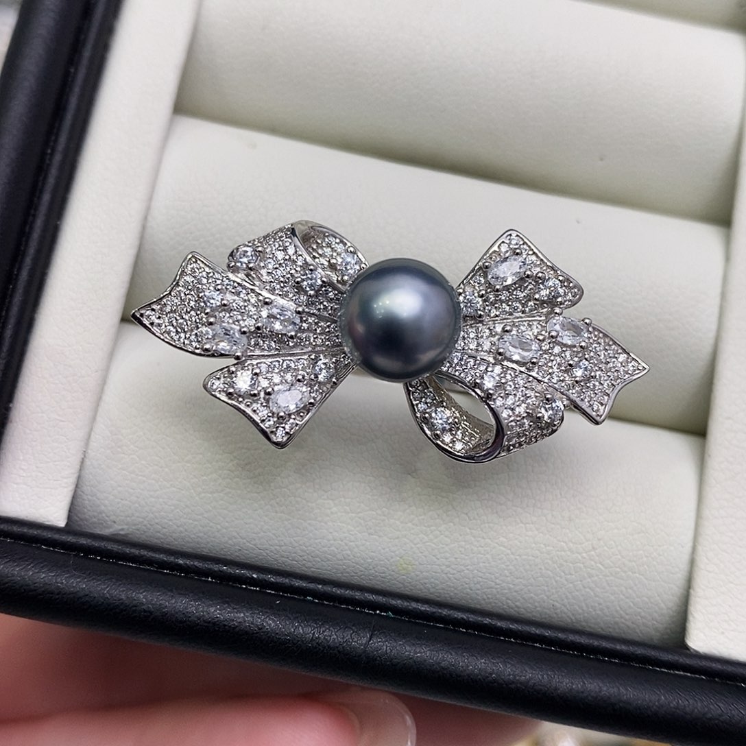 海水珍珠戒圈银S925镶嵌