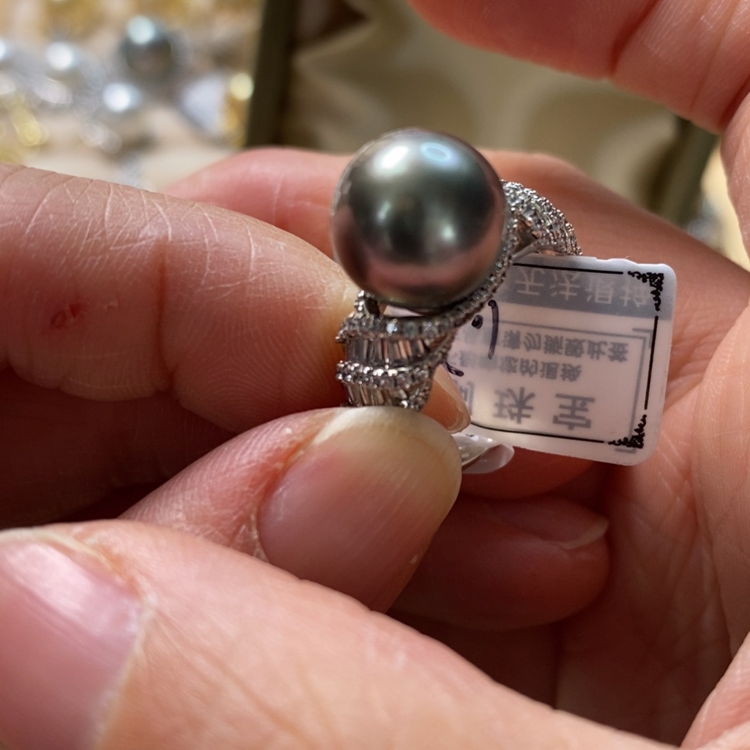 海水珍珠戒圈银S925镶嵌