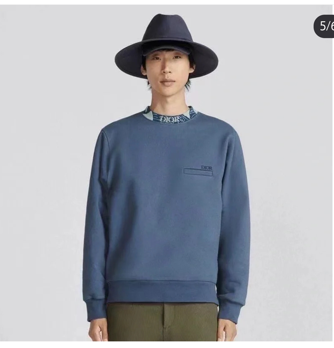 未使用 DIOR/迪奥 迪奥男士蓝色领口logo秋冬加绒长袖卫衣129035