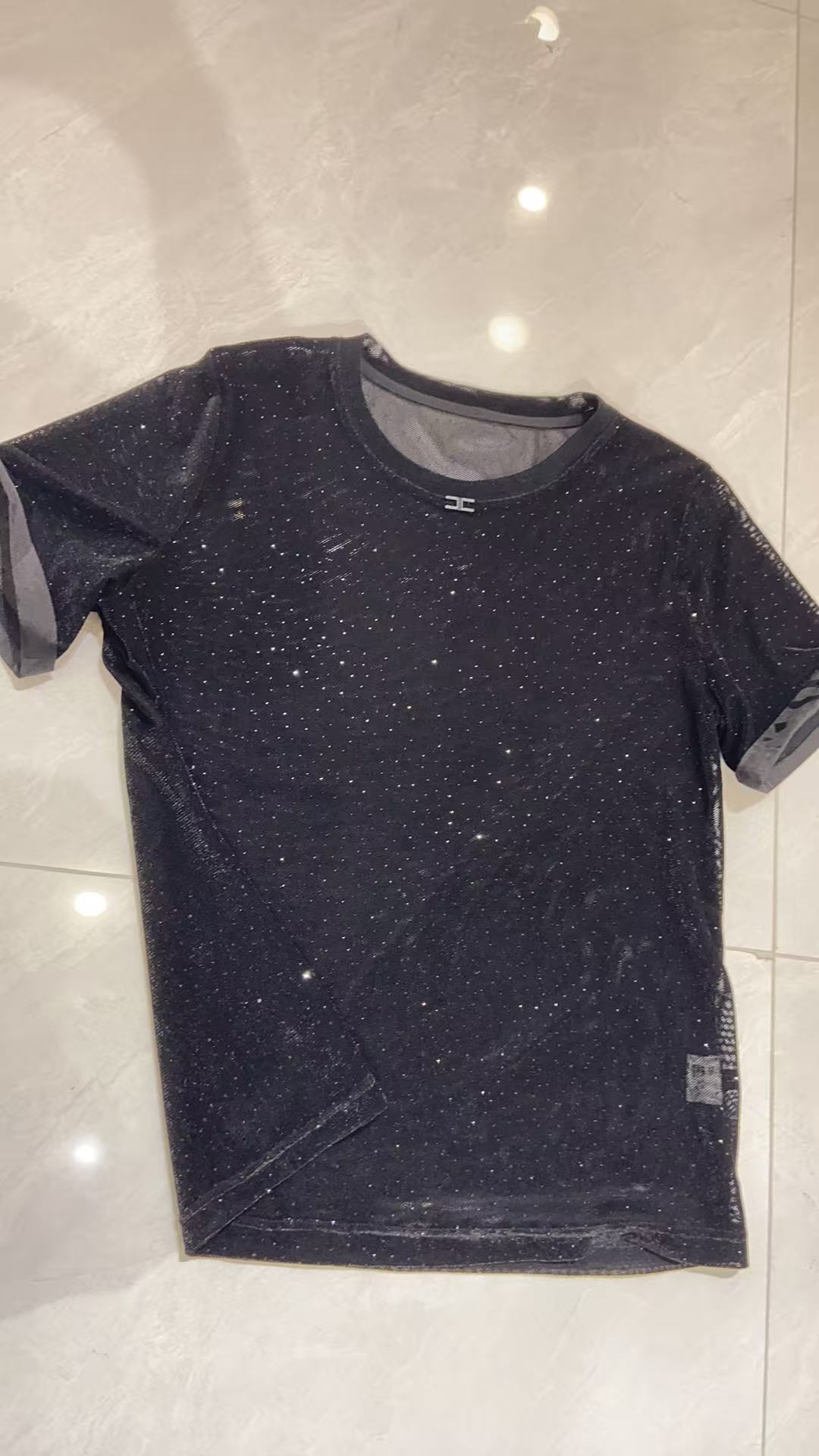 黑灰色T恤圆领宽松型蝴蝶结打底衫常规百搭女装时尚