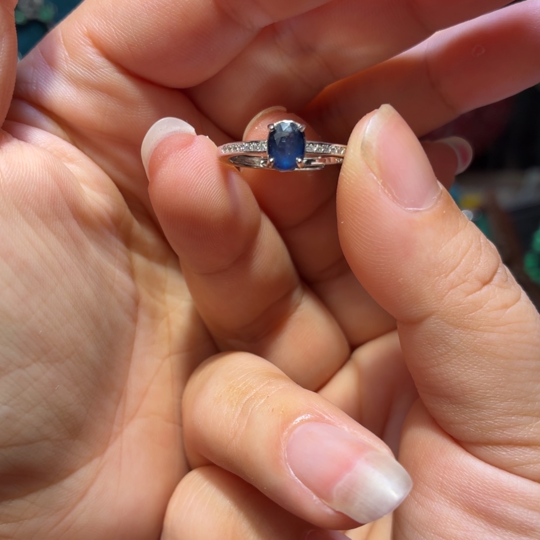 戒指银S925镶嵌蓝宝石