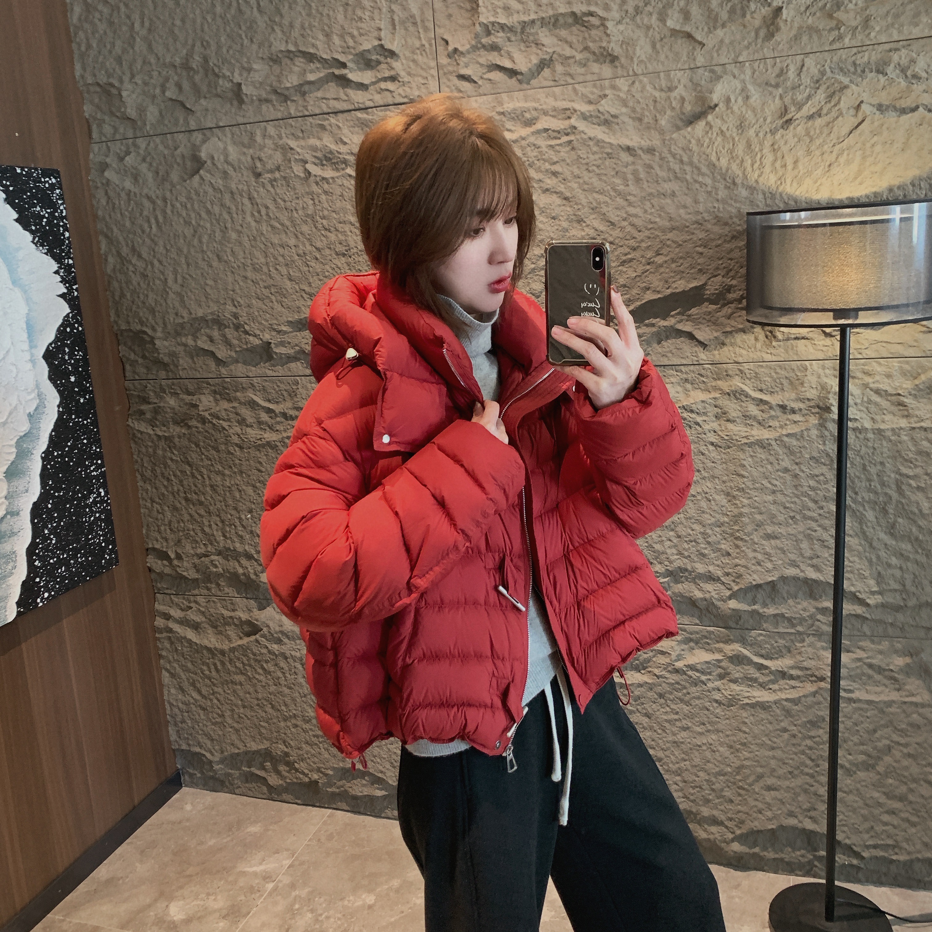 XIAREN【金属扣条连帽排骨羽绒服】新款保暖外套入冬漂亮衣服休闲女