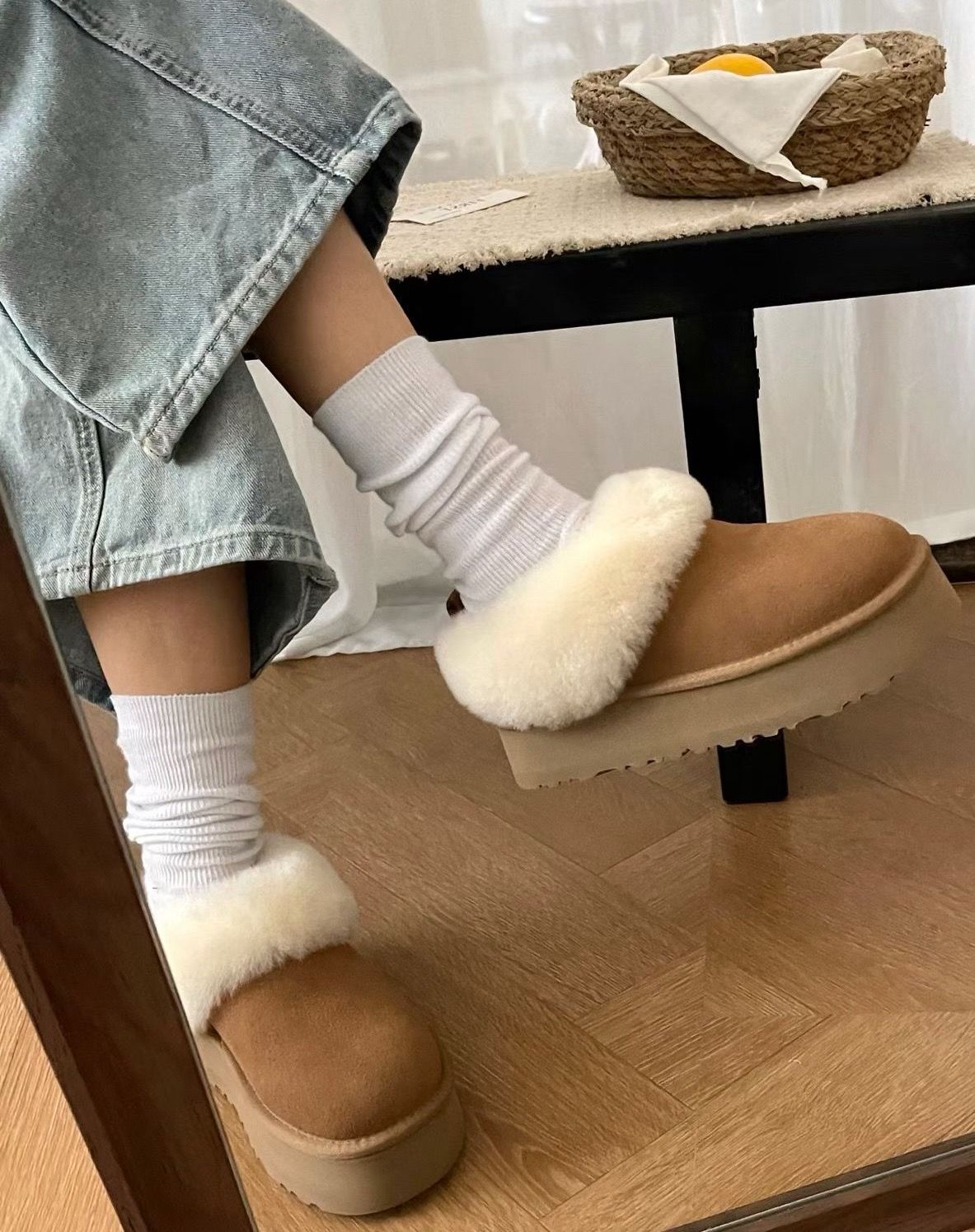 【厚底塔次勒】2025新款厚底塔次勒皮毛一体雪地靴时尚外翻毛懒人靴