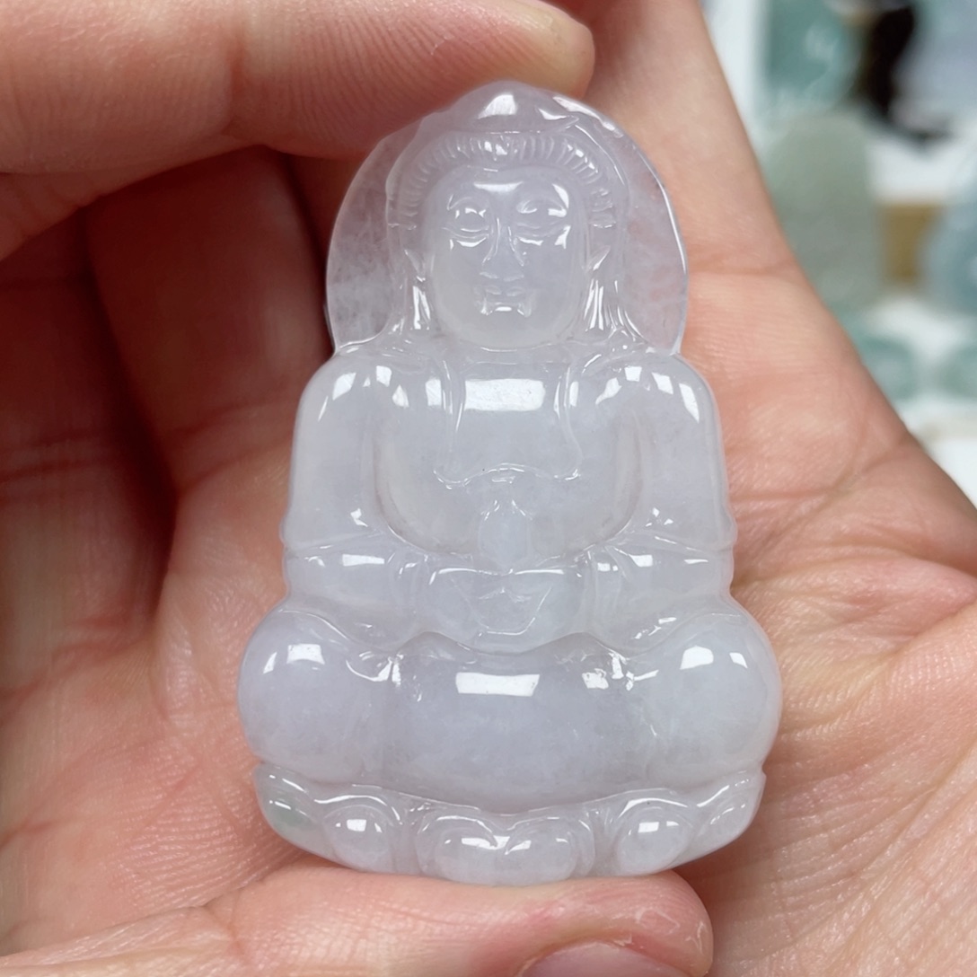 翡翠颈饰未镶嵌天然翡翠A货观音127号