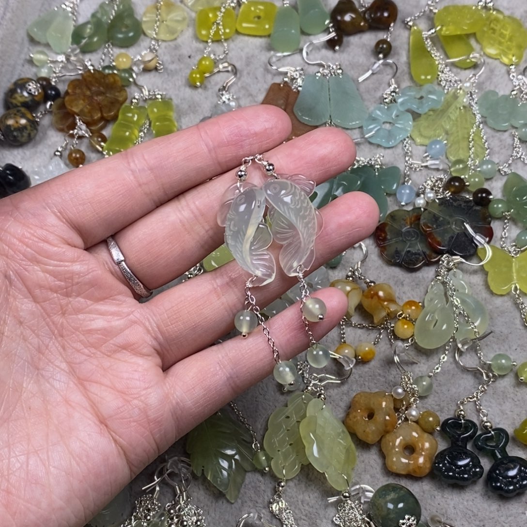 蛇纹石玉未镶嵌挂件耳饰耳环项链