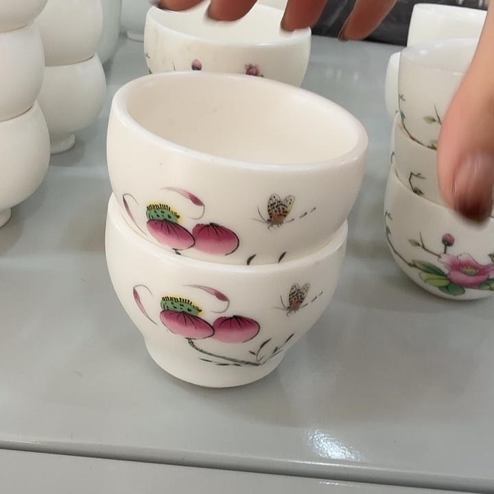 孤品素烧羊脂玉主人杯120两个