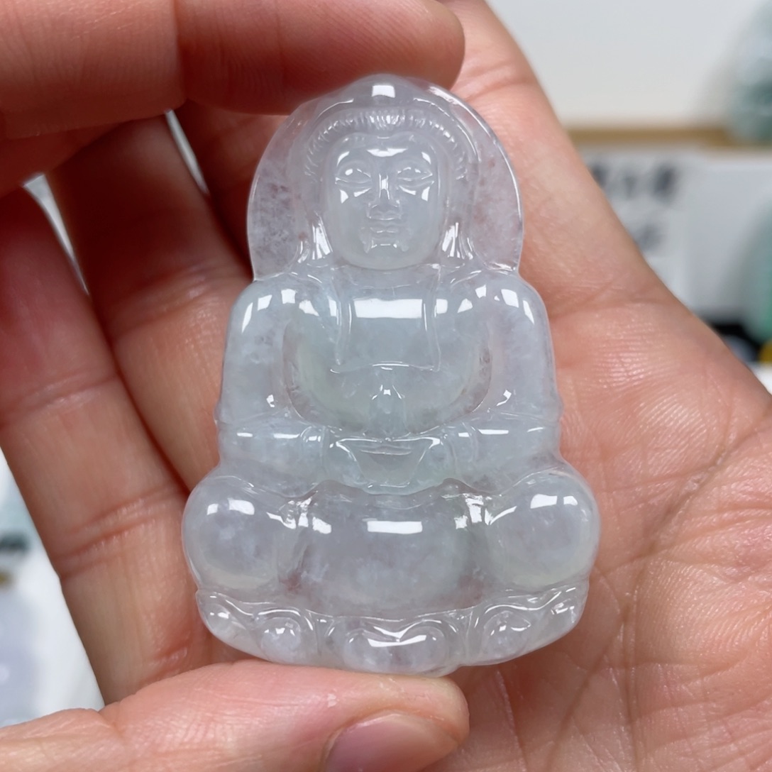 翡翠颈饰未镶嵌天然翡翠A货观音80号
