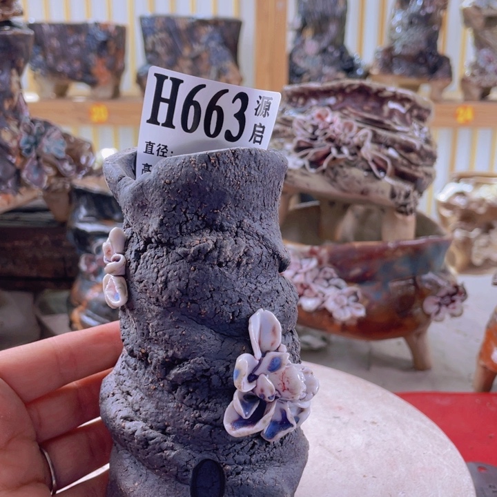 紫砂花盆景德镇陶瓷663瑕疵