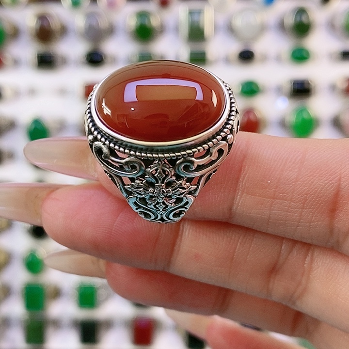 银S925镶嵌戒指玛瑙/玉髓