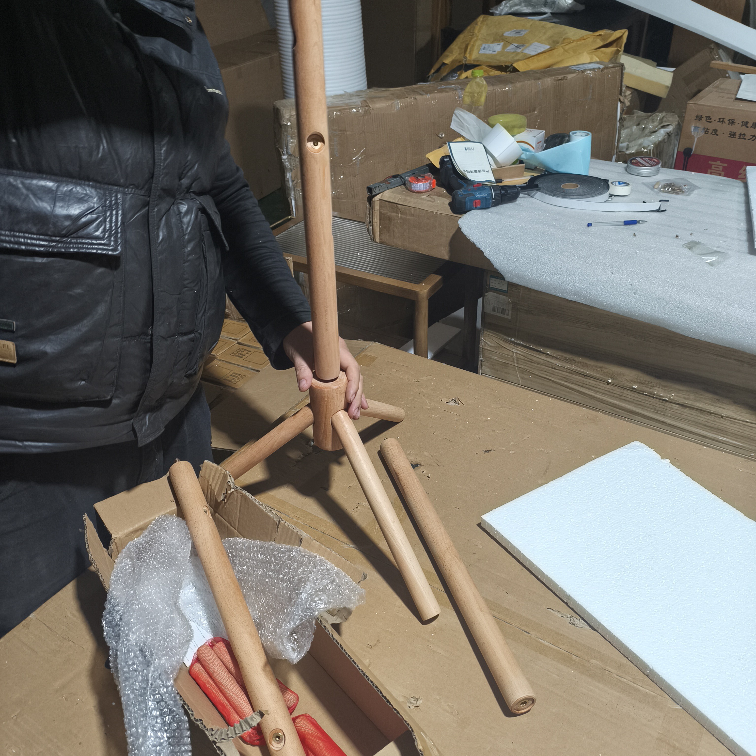 衣帽架榉木全材一个特价品只直播卖