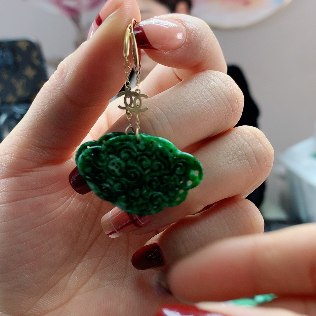 【闪购商品】翡翠耳饰18K金镶嵌，