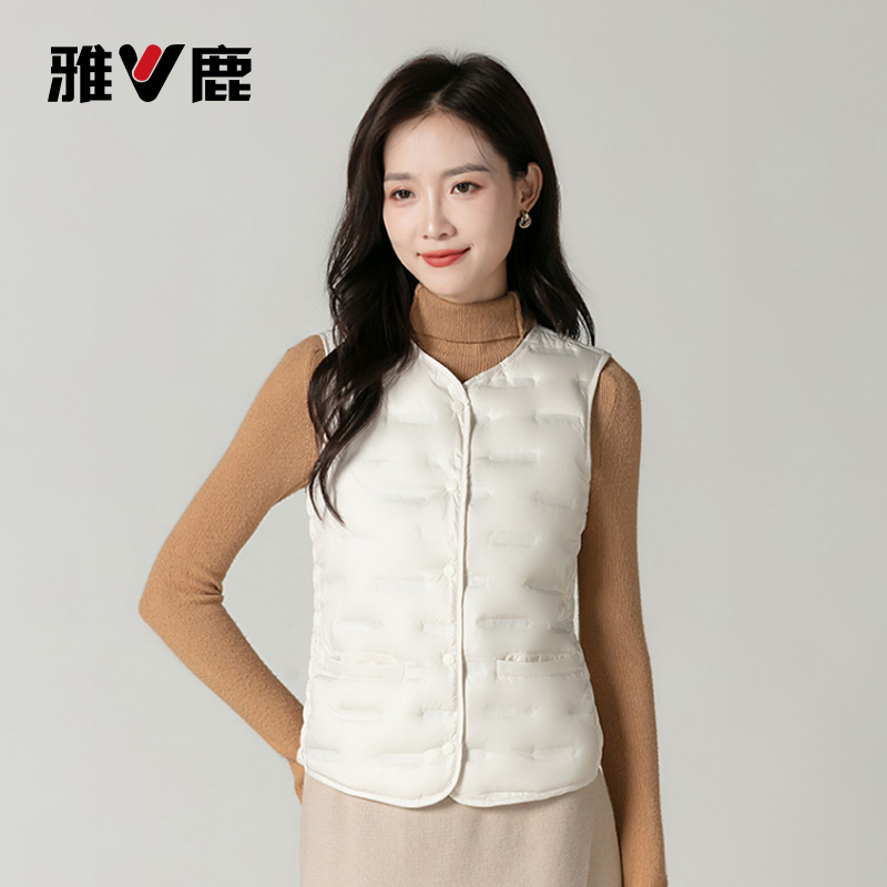 雅鹿羽绒背心内胆女修身宽松内穿秋冬打底贴身内搭保暖马甲外穿