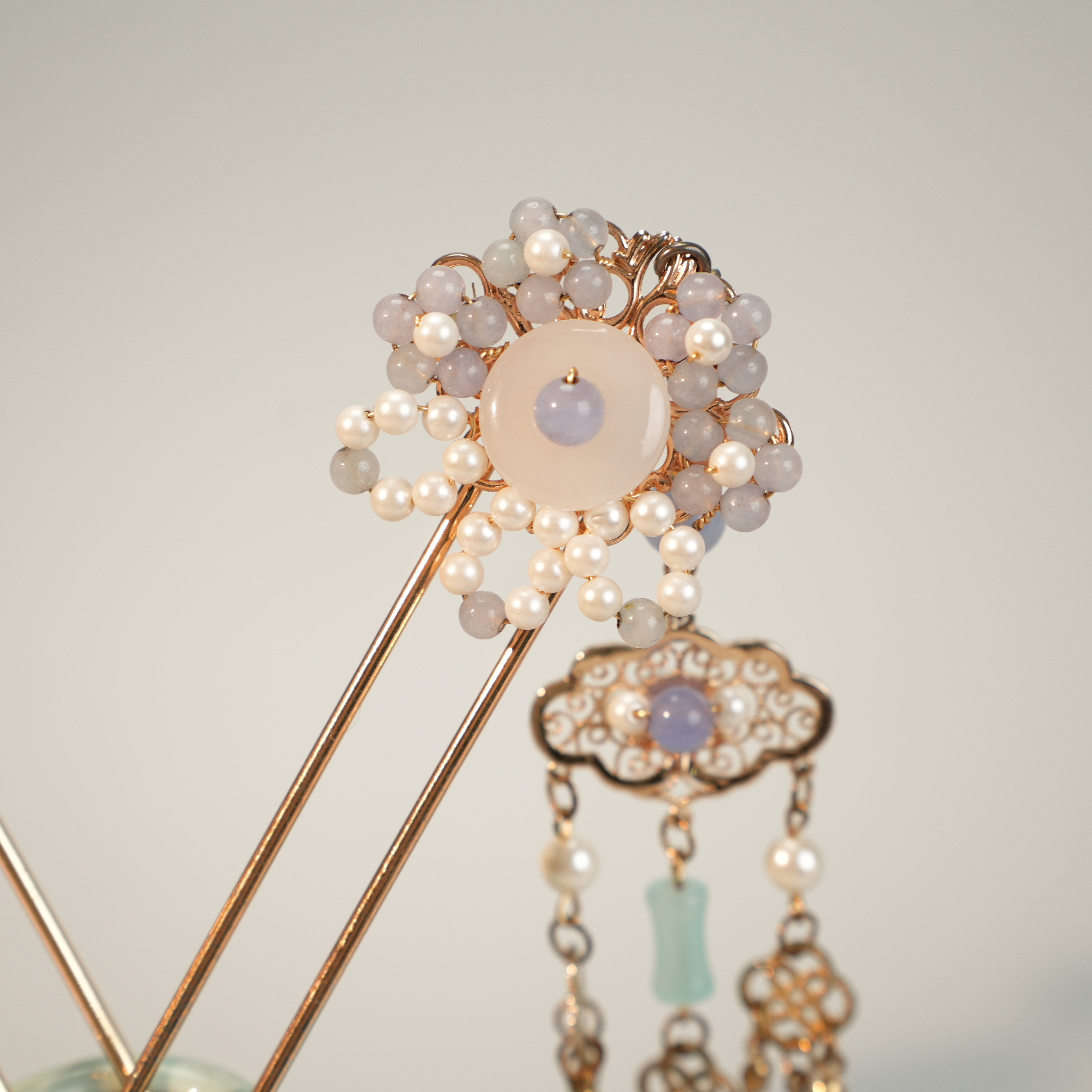 古悦倾城【蓝锦发钗】古风长流苏发簪中国风汉服配饰中式古典发饰