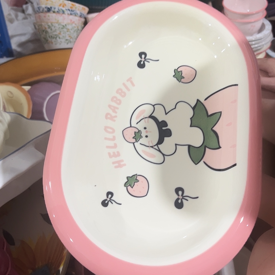 瓷片兔子鱼盘一个微瑕