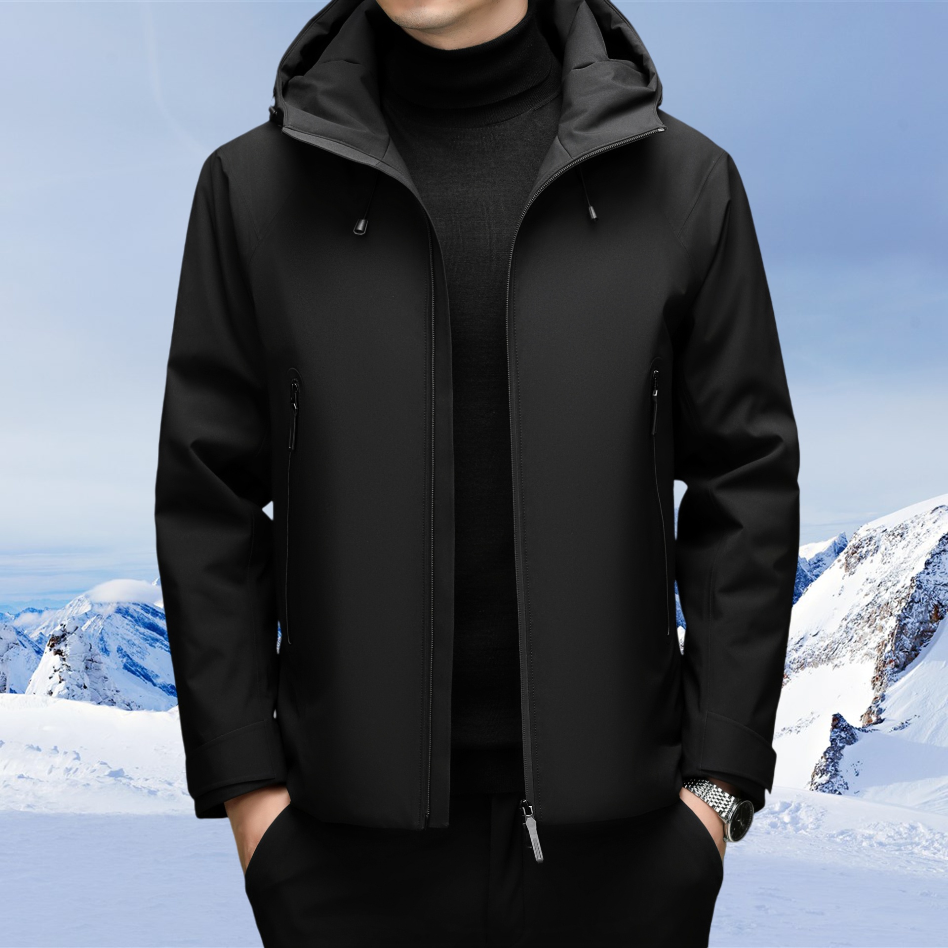 【商场同款】2025冬季新款男士羽绒服连帽拉链户外运动冲锋衣外套