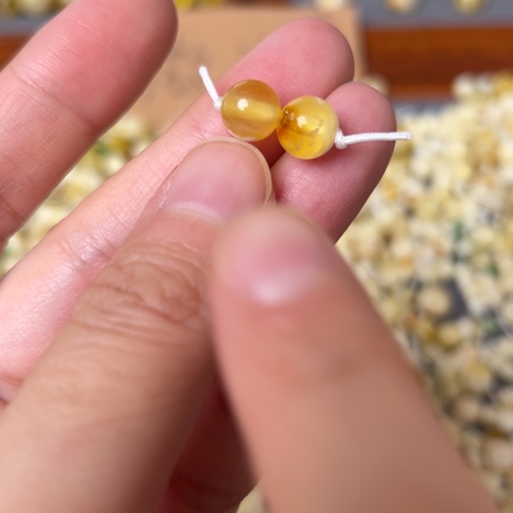 蜜蜡未镶嵌裸石8mm一对