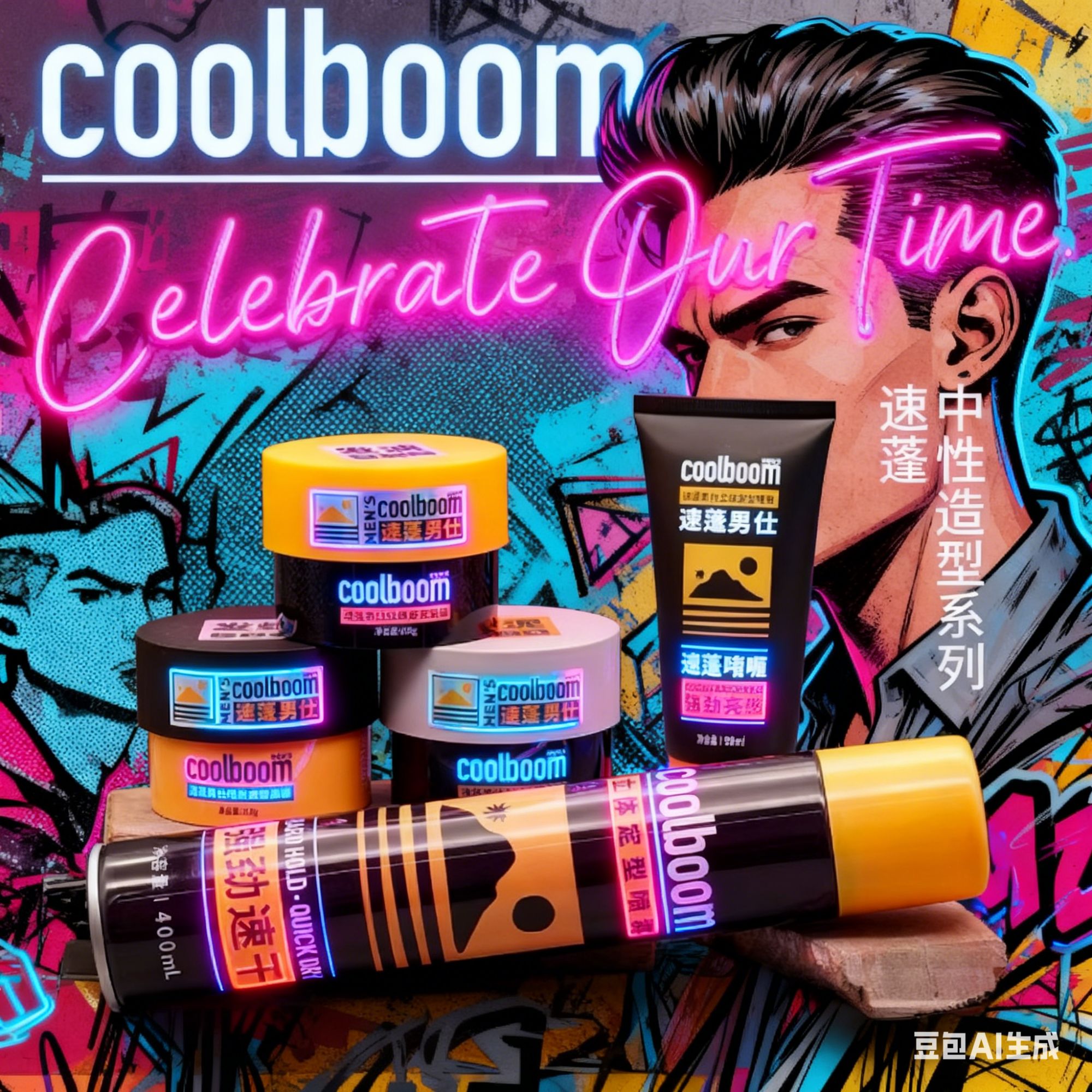 cooLooom速蓬男仕复古发油发泥干胶啫喱保湿强力定型膏美式前刺