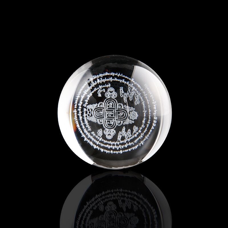 结缘透明水晶球龙王坛城玛尼石高档简约手工摆件