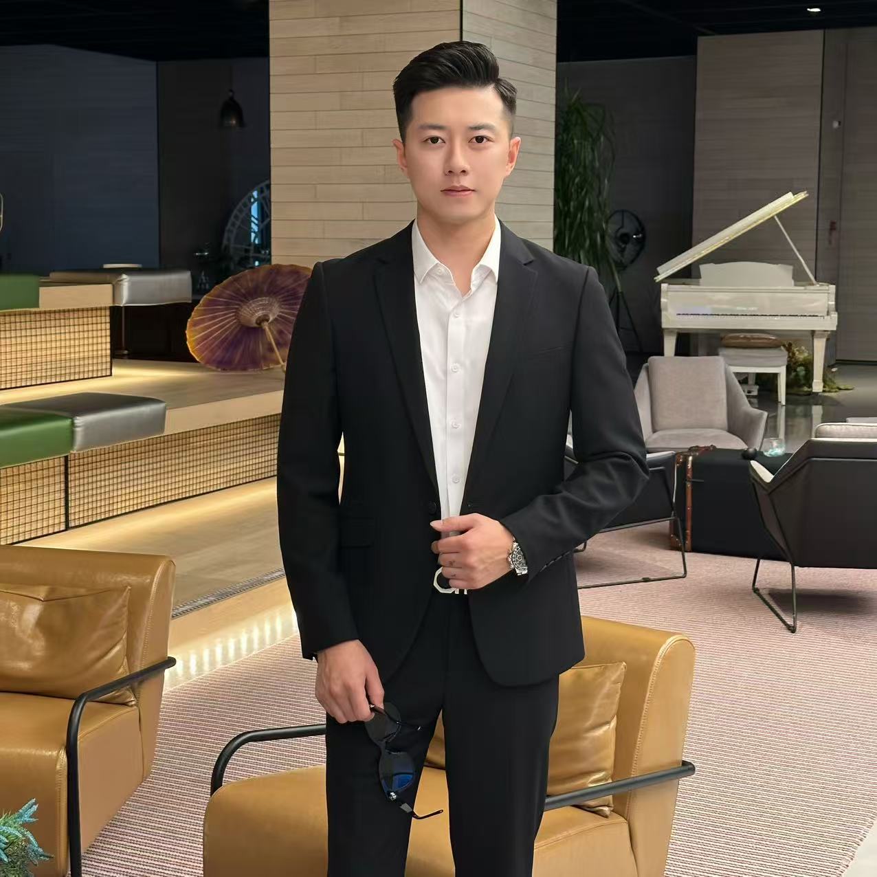 小杰/L-Jie 男款四季款简约气质百搭商务休闲西装套装（0007 0003）
