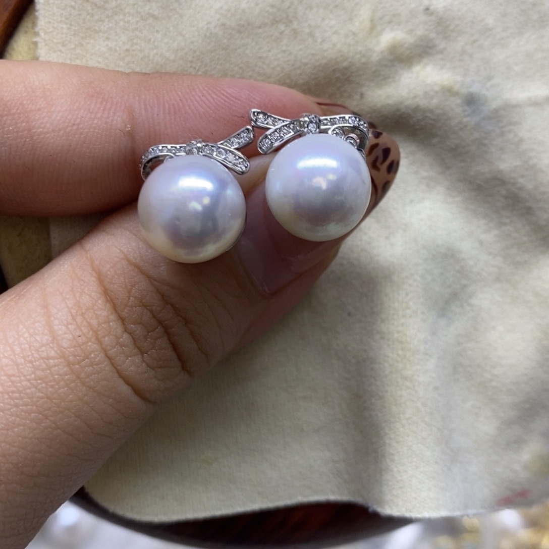 淡水珍珠耳饰银S925镶嵌