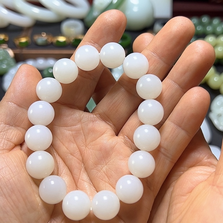 和田玉手串卡13未镶嵌油****哥