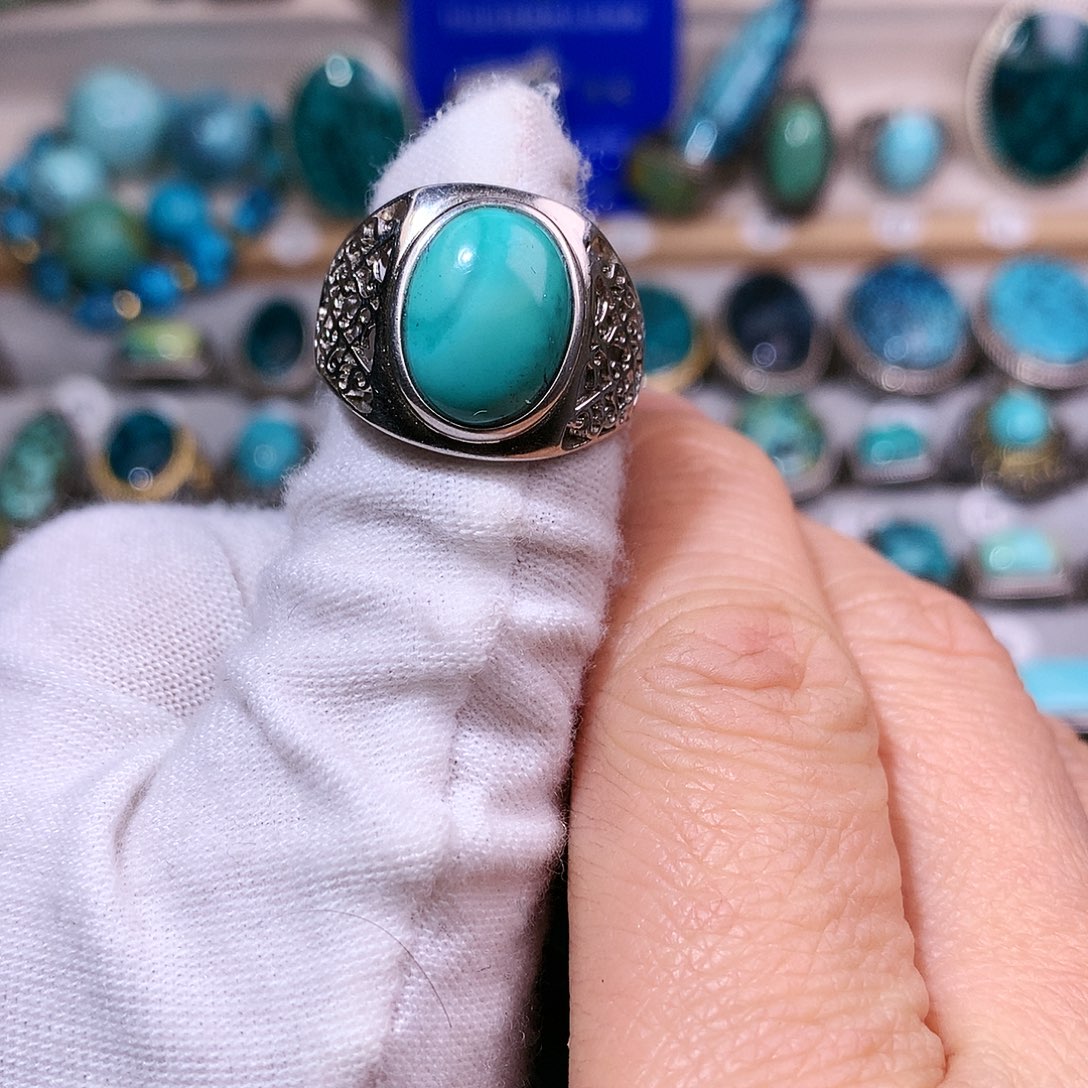 绿松石挂件银S925镶嵌