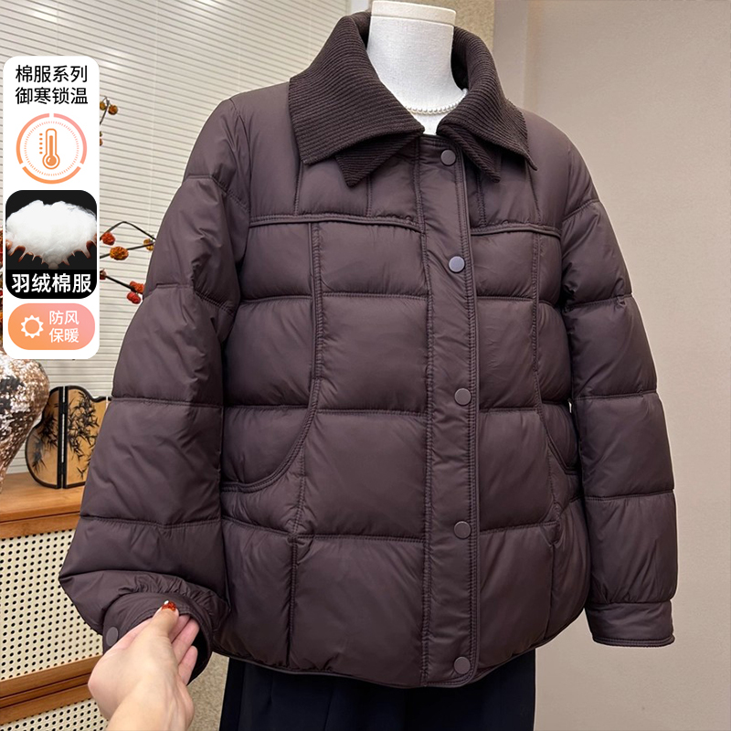 时尚妈妈装加厚保暖棉服外套冬季新款洋气宽松翻领棉衣中老年棉袄