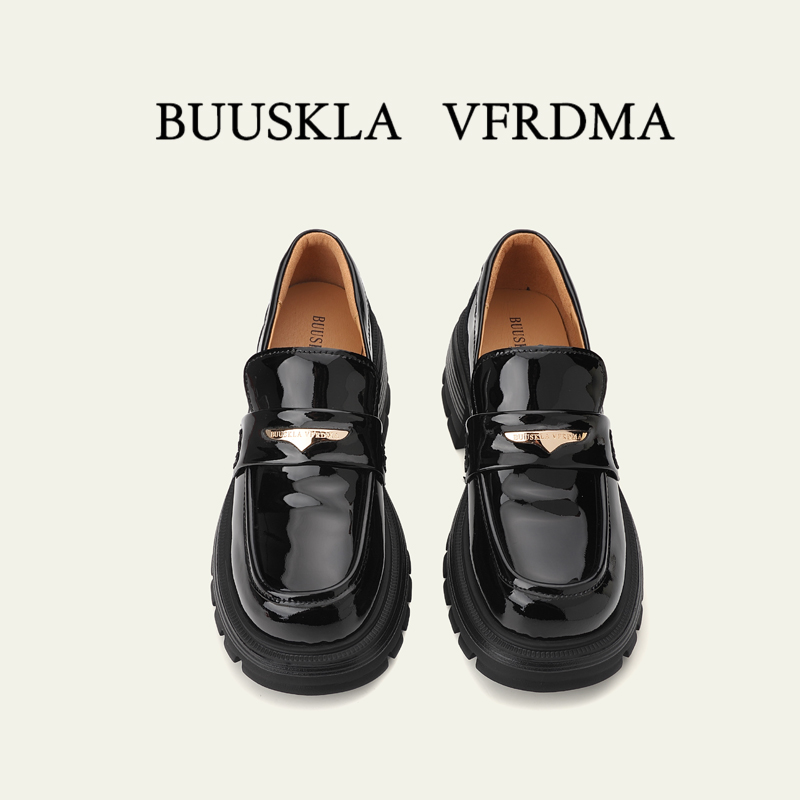 BUUSKLA VFRDMA[芯片]A8002高定2025新款厚底增高圆头真皮乐福鞋